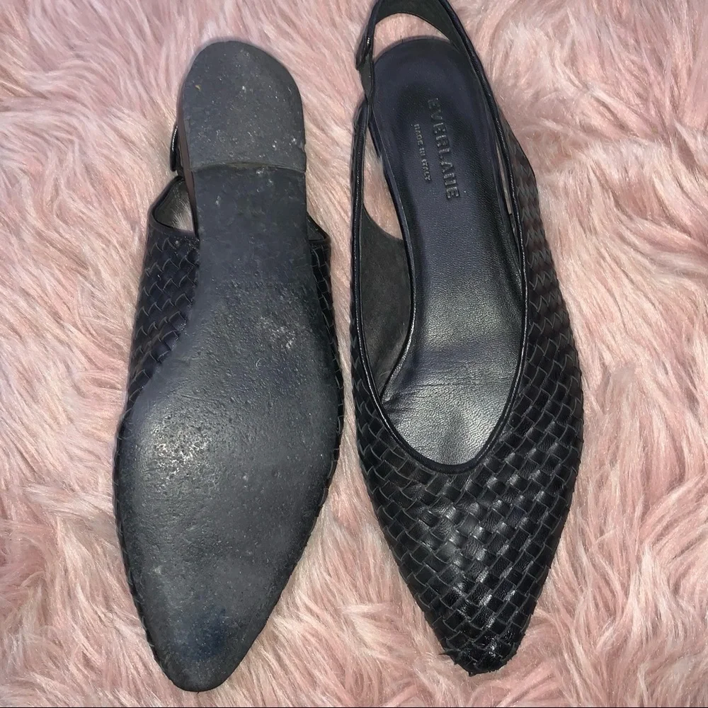 EVERLANE | The V Slingback Woven Black Flats - Picture 8 of 13